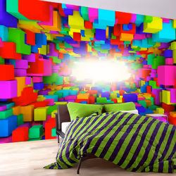 Planete Discount PD13209-250-175, Papier peint non tissé, Bleu, Orange, Rose, Rouge, Blanc, Jaune, Bleu, Jaune, Rouge, Blanc, ...