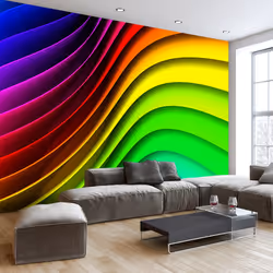 Planete Discount PD13212-350-245, Papier peint non tissé, Bleu, Vert, Violet, Rouge, Jaune, Bleu Marine, Bleu, Jaune, Rouge,  ...
