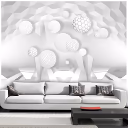 Planete Discount PD13213-100-70, Papier peint non tissé, Gris, Blanc, Blanc, Gris, 120 g/m², Circles in the Space, 1000 mm