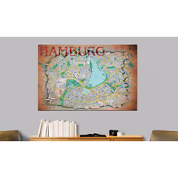 Tableau Cartes du monde Map of Hamburg - PD11461-120-80