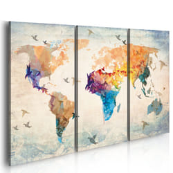 Tableau Cartes du monde Free as a bird - triptych - PD11472-120-80