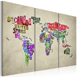 Tableau Cartes du monde Pays colorés - triptyque - PD11475-120-80