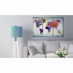 Tableau Cartes du monde Monde coloré - PD11478-120-80