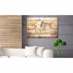 Tableau Cartes du monde World Map: Colourful Continents - PD11481-120-80