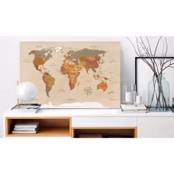 Tableau Cartes du monde World Map: Beige Chic - PD11490-120-80