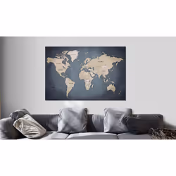 Tableau Cartes du monde World Map: Shades of Grey - PD11492-120-80