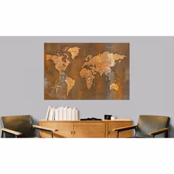 Tableau Cartes du monde Rusty World - PD11495-120-80