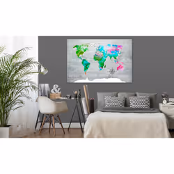 Tableau Cartes du monde World Map: Green Paradise - PD11499-120-80