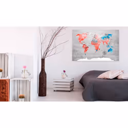 Tableau Cartes du monde World Map: Red Roam - PD11500-120-80