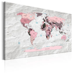 Tableau Cartes du monde World Map: Pink Continents - PD11508-120-80