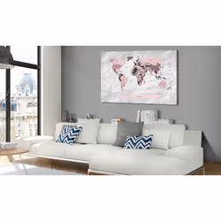 Tableau Cartes du monde World Map: Pink Continents - PD11508-120-80