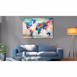 Tableau Cartes du monde World Map: Colourful Madness - PD11511-120-80