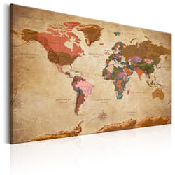 Tableau Cartes du monde World Map: Brown Elegance - PD11521-120-80
