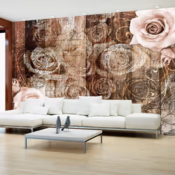 Planete Discount PD14112-400-280, Papier peint non tissé, Rose, Rose, Old Wood & Roses, 4000 mm, 50 cm