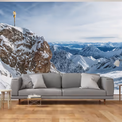 Planete Discount PD14567-400-280, Papier peint non tissé, Bleu, Blanc, Bleu, Blanc, 120 g/m², Zugspitze, 4000 mm