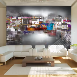 Planete Discount PD13219-400-280, Papier peint non tissé, Gris, Colorful, Gris, 120 g/m², Artistic Landscape, 4000 mm