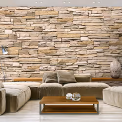 Planete Discount PD14115-400-280, Papier peint non tissé, Beige, Beige, Decorative Stone, 4000 mm, 50 cm