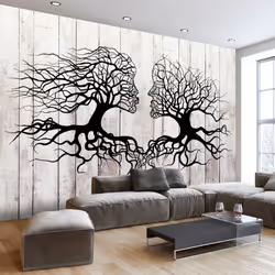 Planete Discount PD13221-100-70, Papier peint non tissé, Noir, Blanc, Blanc, Noir, 120 g/m², A Kiss of a Trees, 1000 mm