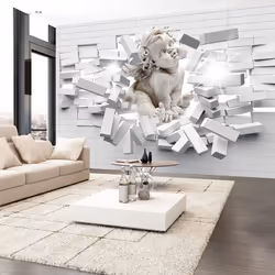 Planete Discount PD14633-400-280, Papier peint non tissé, Beige, Gris, Blanc, Blanc, Beige, Gris, 120 g/m², Modern Cherub, 40 ...
