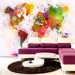 Planete Discount PD13415-100-70, Papier peint non tissé, Multicolore, Colorful, 120 g/m², Dyed World, 1000 mm