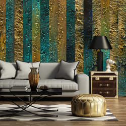 Planete Discount PD13222-100-70 papier-peint Papier peint non tissé Bleu, Or, Turquoise