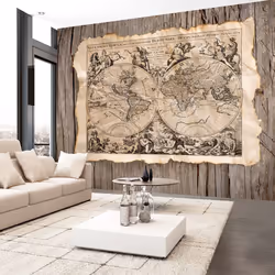 Planete Discount PD13416-100-70, Papier peint non tissé, Beige, Noir, Beige, Noir, 120 g/m², Nova Orbis Tabula, 1000 mm