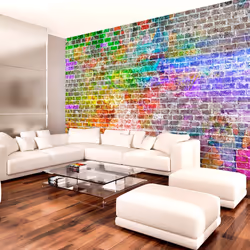 Planete Discount PD14128-400-280, Papier peint non tissé, Multicolore, Colorful, Rainbow Wall, 4000 mm, 50 cm