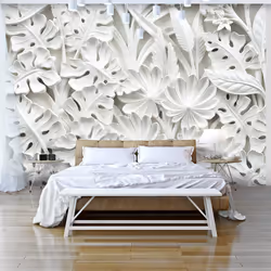 Planete Discount PD14129-200-140, Papier peint non tissé, Blanc, Blanc, Jardin d'albâtre, 2000 mm, 50 cm