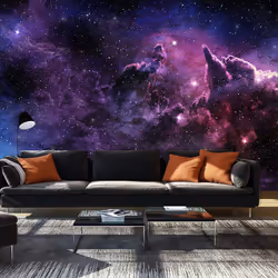 Planete Discount PD14573-400-280, Papier peint non tissé, Bleu, Rose, Violet, Bleu, Rose, Violet, 120 g/m², Purple Nebula, 40 ...