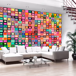 Planete Discount PD14131-400-280, Papier peint non tissé, Multicolore, Colorful, Colourful Boxes, 4000 mm, 50 cm