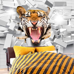 Planete Discount PD14133-200-140 papier-peint Papier peint non tissé Orange, Blanc