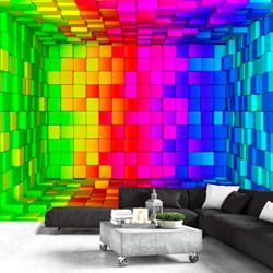 Papier peint intissé 3D et Perspective Rainbow Cube - PD13000-400-280