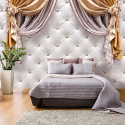 Planete Discount PD14142-400-280, Papier peint non tissé, Or, Violet, Blanc, Blanc, Doré, Violet, Curtain of Luxury, 4000 mm, ...
