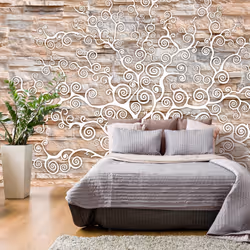 Planete Discount PD14144-400-280, Papier peint non tissé, Beige, Blanc, Beige, Blanc, Stone Tree, 4000 mm, 50 cm