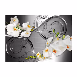 Planete Discount PD13742-100-70 papier-peint Papier peint non tissé Gris, Orange, Blanc
