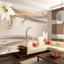 Papier peint intissé Fleurs Lilies and The Gold Spirals - PD13747-400-280
