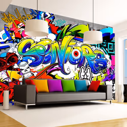 Planete Discount PD14754-400-280, Papier peint non tissé, Multicolore, Colorful, 120 g/m², Language of a City, 4000 mm
