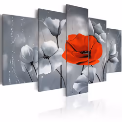 Planete Discount PD11055-200-100, Coquelicots, Gris, Rouge, Panneaux MDF, 2000 mm, 1000 mm