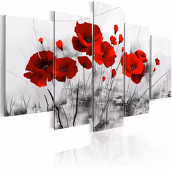 Planete Discount PD11058-200-100, Coquelicots, Noir, Rouge, Blanc, Panneaux MDF, 2000 mm, 1000 mm