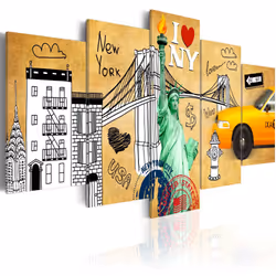 Planete Discount PD12076-100-50, New York, Beige, Noir, Vert, Blanc, Jaune, Panneaux MDF, 1000 mm, 20 mm, 500 mm