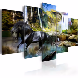Planete Discount PD8194-200-100, Chevaux, Marron, Vert, Gris, Turquoise, Blanc, Panneaux MDF, 2000 mm, 20 mm, 1000 mm