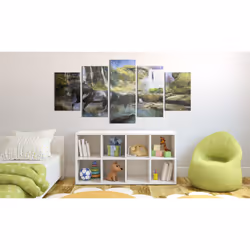Tableau Cheval noir sur fond de Cascade Paradis - PD8194-200-100