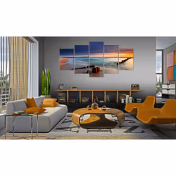Tableau Cocher du soleil au bord de la mer - PD9875-200-100