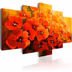 Planete Discount PD11090-100-50, Coquelicots, Orange, Rouge, Jaune, Panneaux MDF, 1000 mm, 500 mm