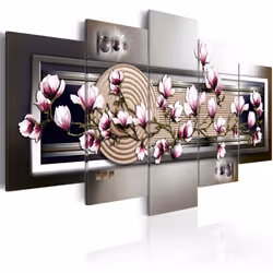 Planete Discount PD11100-200-100, Magnolias, Beige, Bleu, Gris, Rose, Blanc, Panneaux MDF, 2000 mm, 1000 mm