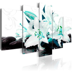 Tableau Fleurs Turquoise lilies and stones - PD11103-200-100