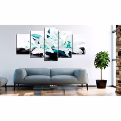 Tableau Fleurs Turquoise lilies and stones - PD11103-200-100