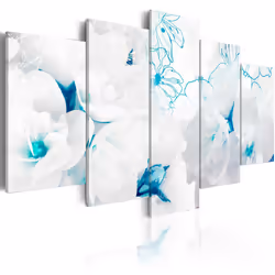 Planete Discount PD11111-200-100, Fleurs variées, Turquoise, Blanc, Panneaux MDF, 2000 mm, 20 mm, 1000 mm