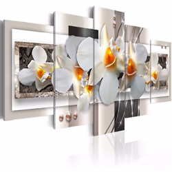 Planete Discount PD11112-200-100, Orchidées, Gris, Orange, Blanc, Panneaux MDF, 2000 mm, 20 mm, 1000 mm