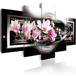 Tableau Fleurs Magnolias on a black background - PD11115-200-100